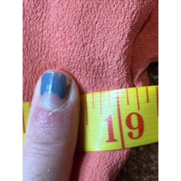 Mustard Seed Coral Ruffle Sleeve V-Neck Crop Top S Boho Festival - Picture 4 of 6